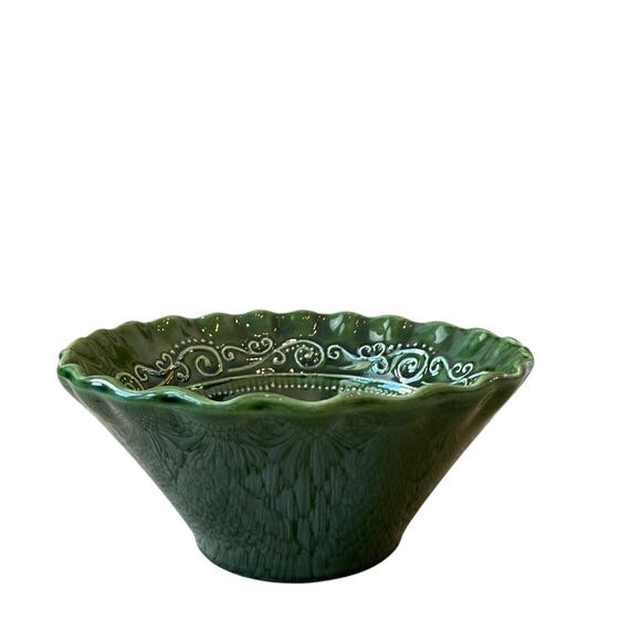 (2)  Maioliche Jessica Made in Italy Salad Bowls 7" Christmas Holiday Green NEW - Picture 7 of 15